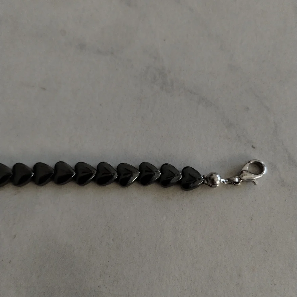 Handmade Gunmetal Plated Hematite Heart Bracelet